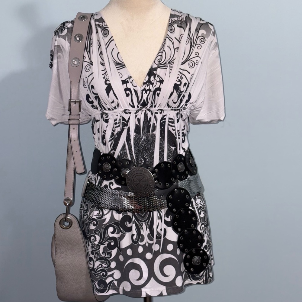 Y2K Frutiger Metro Pattern Tunic Top/Dress